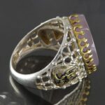 Men’s Lavender Blue Agate Silver Ring with "Ya Ali" Design & Surah "Al-Fatiha" Engraving - Image 4