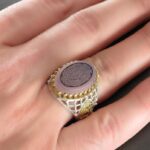 Men’s Lavender Blue Agate Silver Ring with "Ya Ali" Design & Surah "Al-Fatiha" Engraving - Image 6