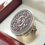 Men's Silver Ring with Blue-Lilac Agate, Engraved with Surah "Al-Ikhlas" - Image 3