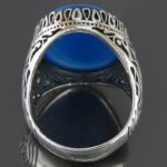 Men's Silver Ring with Large Blue Agate, Engraved with Surah "Al Ikhlas" - Image 6