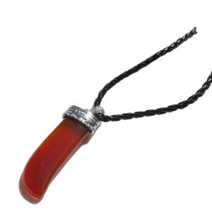 Red Agate Pendant with Leather Cord – Sword Design