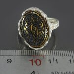 Women's Silver Ring with Black & Gold Hadid, Engraved with Surah "Al Ikhlas" - Image 2
