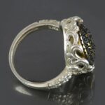 Women's Silver Ring with Black & Gold Hadid, Engraved with Surah "Al Ikhlas" - Image 6