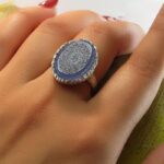Women's Silver Ring with Light Blue Agate, Engraved with Surah "Al Kafiroon" - Image 2