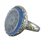 Women's Silver Ring with Light Blue Agate, Engraved with Surah "Al Kafiroon"