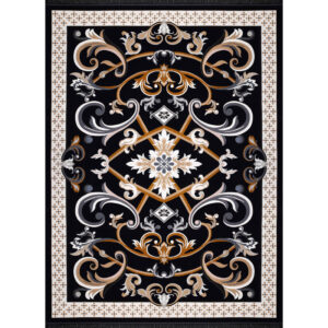 Foruzan Design Machine Woven Carpet with Black Background (1200 Reeds)