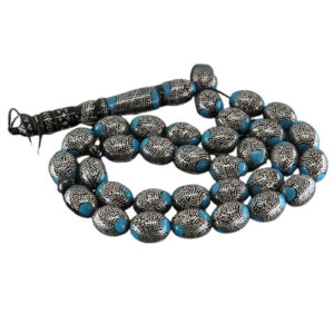 33-Bead Genuine Yusr Misbaha with Silver Inlaid Marquetry
