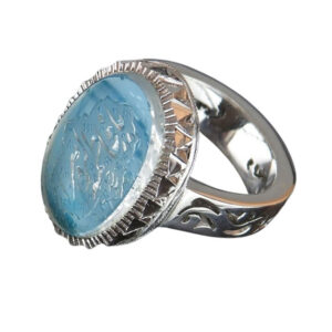 925 Silver Ring with Genuine Dor-e-Najaf Stone – Engraved Ya Fatima Al Zahra