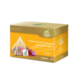 A Mix of Saffron, Cardamom & Cinnamon Herbal Tea bag by Mehr Giah