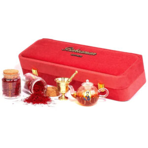 Luxury Iranian Gift Set - 12g Saffron in Glass Jars + Crystal Teapot + Mortar