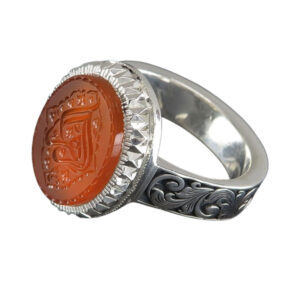 Luxury Signed Silver Ring Natural Yemeni Agate with [Al-Zahra] Engraving