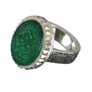 Men's Handmade Khorasan Green Agate Silver Ring – Fatimah Az Zahra Engraved