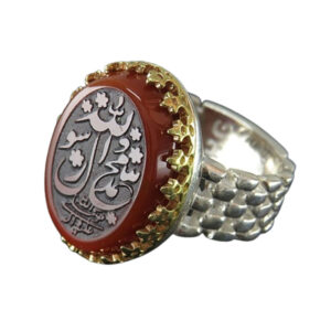 Silver Ring with Genuine Red Agate – Engraved Muhammad Rasool Allah