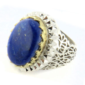 Artisan Afghan Lapis Lazuli Ring – Men's Handcrafted Silver & Brass (24g)