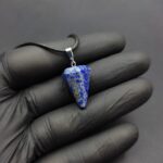 Blue Lapis Lazuli Pendulum Necklace with Leather Cord for Women & Men - Image 3