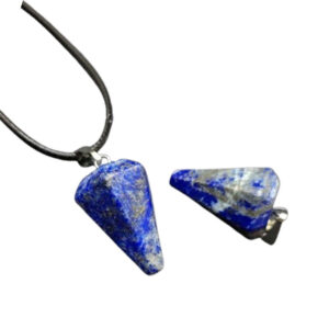 Blue Lapis Lazuli Pendulum Necklace with Leather Cord for Women & Men