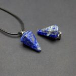 Blue Lapis Lazuli Pendulum Necklace with Leather Cord for Women & Men - Image 2