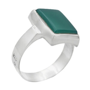 Green Agate Silver Ring – Farbod Design with Imam Jawad’s Hirz (Unisex)
