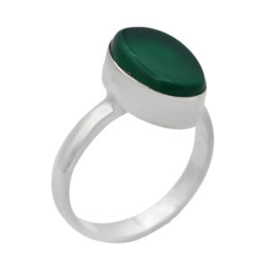 Green Agate Silver Ring – Farhan Design with Imam Jawad’s Amulet (Unisex)