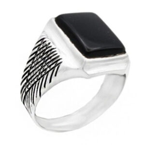 Handmade Black Agate Stone Silver Ring – Hidden Harz-e-Imam Jawad