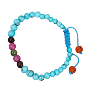 Handmade Chakra Gemstone Bracelet – Turquoise, Garnet & Agate