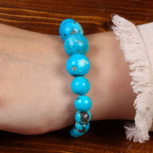 Handmade Chunky Turquoise Bracelet – Certified Nishabur Gemstone