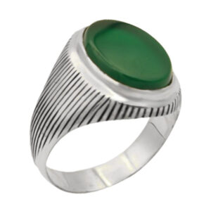 Handmade Green Agate Silver Ring – Qatif Design with Imam Jawad’s Hirz