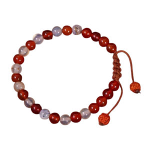 Handmade Red & White Agate Bracelet – Natural Agate for Women
