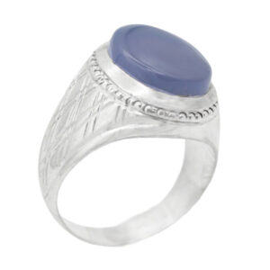Handmade Yemeni Blue Agate Silver Ring – Design with Imam Jawad’s Hirz