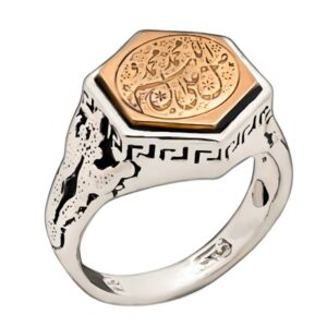 Hexagon Silver Ring – “Salawat” & Imam Jawad’s Hirz + Karbala Soil