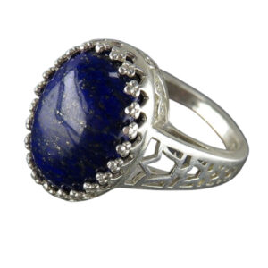 Lotus Design Lapis Lazuli Ring – Elegant 925 Silver for Women