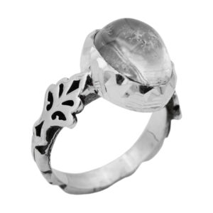 Men's Silver Ring – Harz-e-Imam Jawad & Transparent Dur Najaf Stone