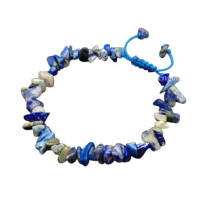Raw Lapis Stone Bracelet – Handmade with Adjustable Cord