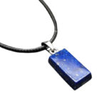 Rectangle Lapis Lazuli Necklace – Premium Afghan Gemstone, Leather Cord