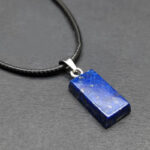 Rectangle Lapis Lazuli Necklace – Premium Afghan Gemstone, Leather Cord - Image 4