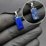 Rectangle Lapis Lazuli Necklace – Premium Afghan Gemstone, Leather Cord - Image 2