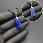 Rectangular Lapis Lazuli Necklace – Fast Cut Afghan Gemstone with Leather Cord - Image 2