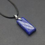 Rectangular Lapis Lazuli Necklace – Fast Cut Afghan Gemstone with Leather Cord - Image 3