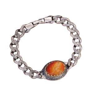 Religious Men’s Bracelet – Artisan Agate Stone in Premium Silver