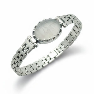 Silver Men’s Bracelet with Clear Najaf Stone & “Ali” Engraving