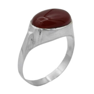 Unisex Sterling Silver Ring – Harz-e-Imam Jawad & Red Agate Stone