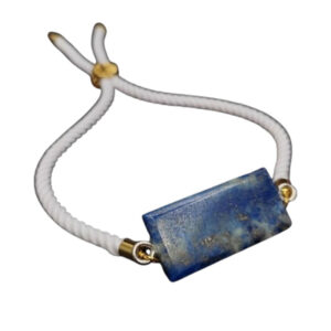 Women’s Handmade Lapis Lazuli Bracelet – Rectangular Cut, Adjustable Cord