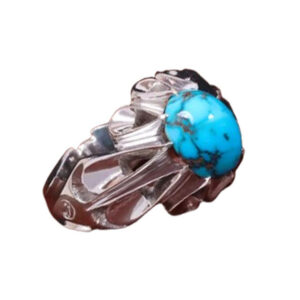 Authentic Nishabur Shajri Turquoise Ring for Men – Rhodium-Coated Silver