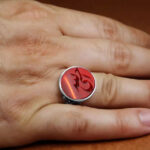Handmade Silver Ring with “Hasbi Allah” Natural Red Agate, Calligraphy - Image 3