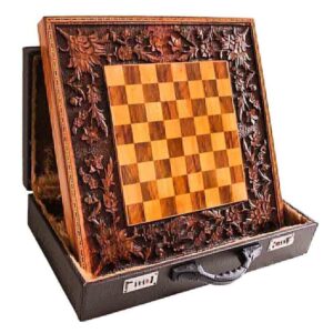 Traditional Marquetry Dual Board – Elegant Chess & Backgammon in Persian Walnut