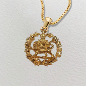Lion & Sun (Shir o Khorshid) Necklace – Gold Tone Persian Emblem