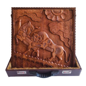 Achaemenid War Backgammon – Epic Battle Relief on Walnut with Mars Inlay