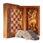 Arash Kamangir Dual Play Board – Walnut Root Marquetry with Mythic Flair