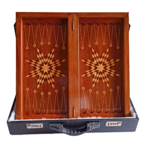 Artisan Walnut Backgammon Set – Persian Wood Inlay Inspired by Golestan Bloom