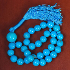 Authentic 33-Bead Tasbih – Nishabur Shajari Turquoise, Certified, 66g
